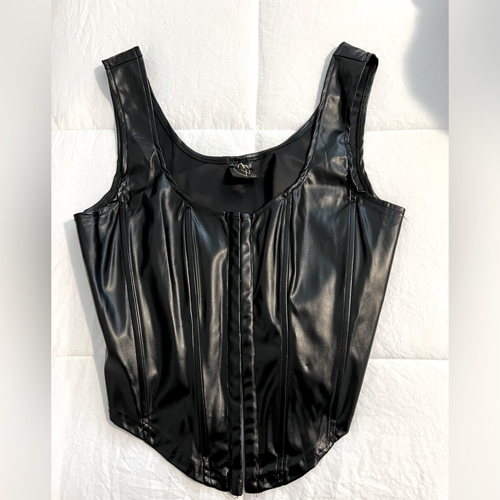 Faux leather corset top